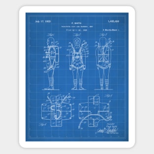 Parachute Pack Patent - Sky Diving Art - Blueprint Sticker